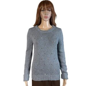 Fossil Wool Cashmere Blend Grey Beaded Sweater Size S